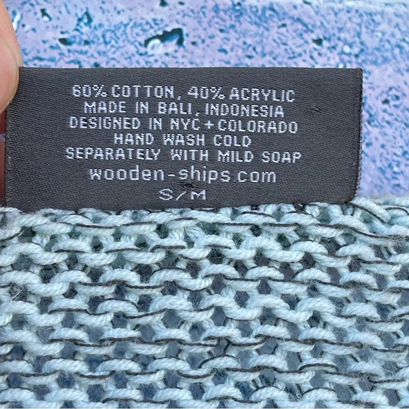 wooden ship v neck drop shoulder mint color sweater S/M - Picture 6 of 6